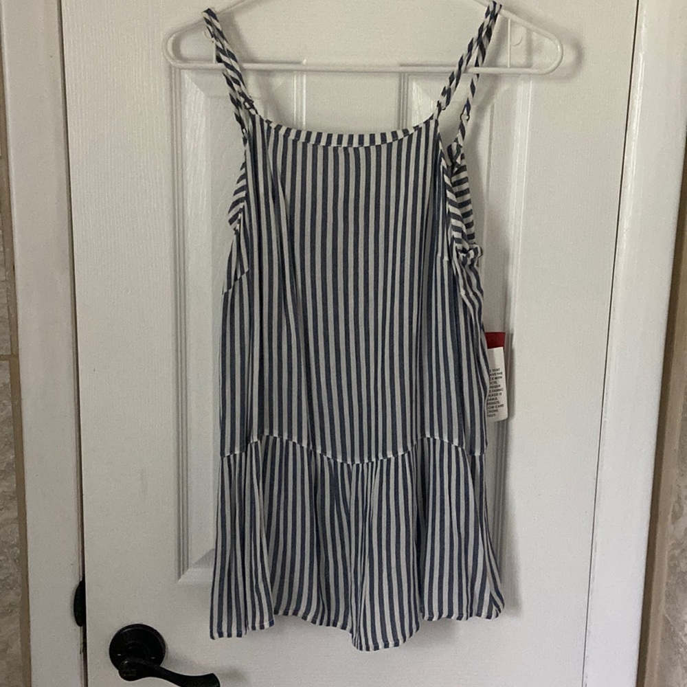 Blue & white stripe tank top